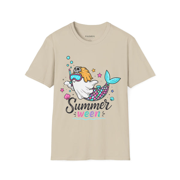 Mermaid Ghost Summerween T-Shirt — Cute Halloween Summer Mashup Tee