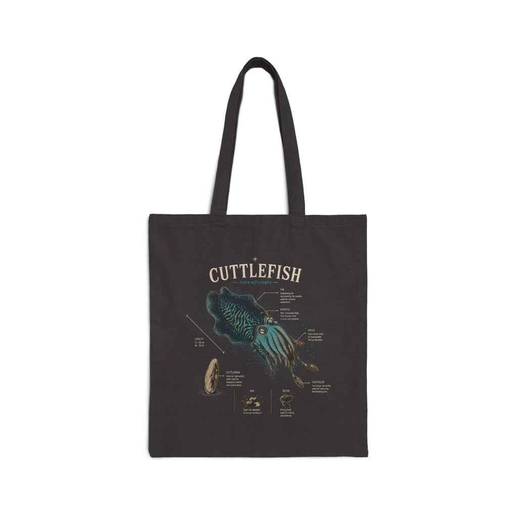 Cuttlefish Anatomy Tote Bag – Vintage Marine Illustration Cotton Canvas Shopper