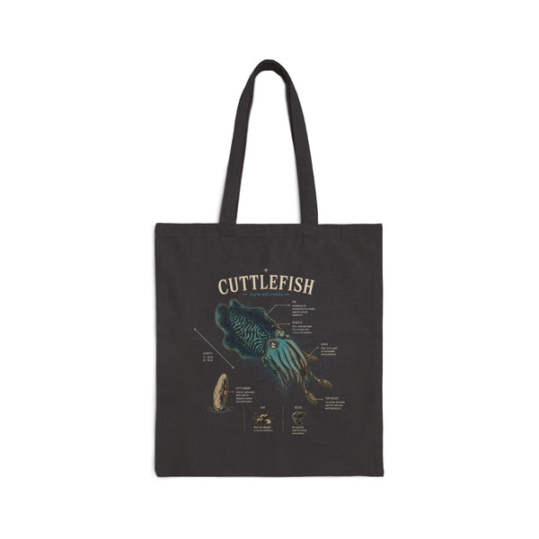 Cuttlefish Anatomy Tote Bag – Vintage Marine Illustration Cotton Canvas Shopper