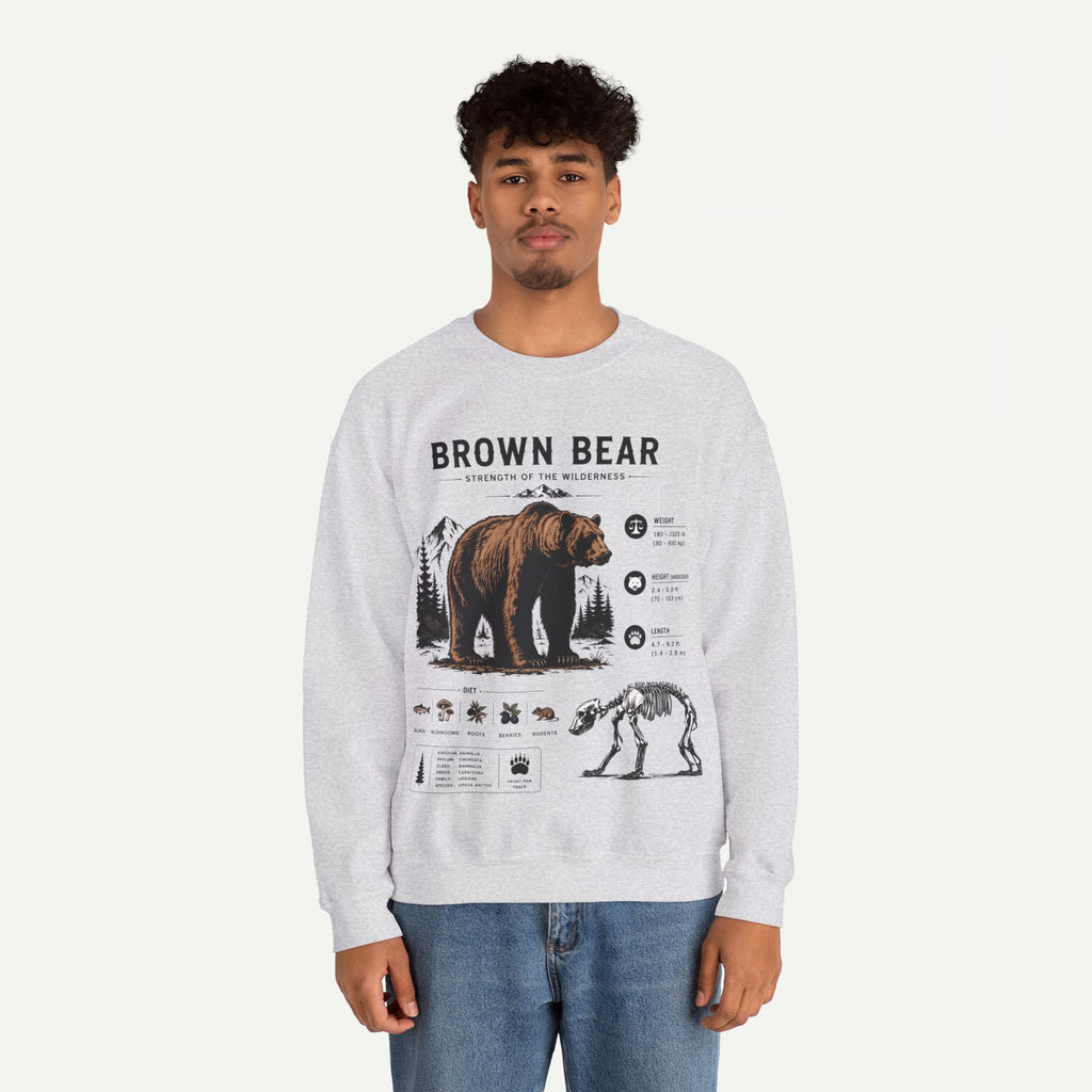 Brown Bear Anatomy Sweatshirt — Wildlife Illustration Graphic Sweatshirt