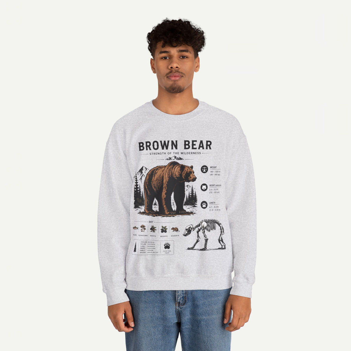 Brown Bear Anatomy Sweatshirt — Wildlife Illustration Graphic Sweatshirt
