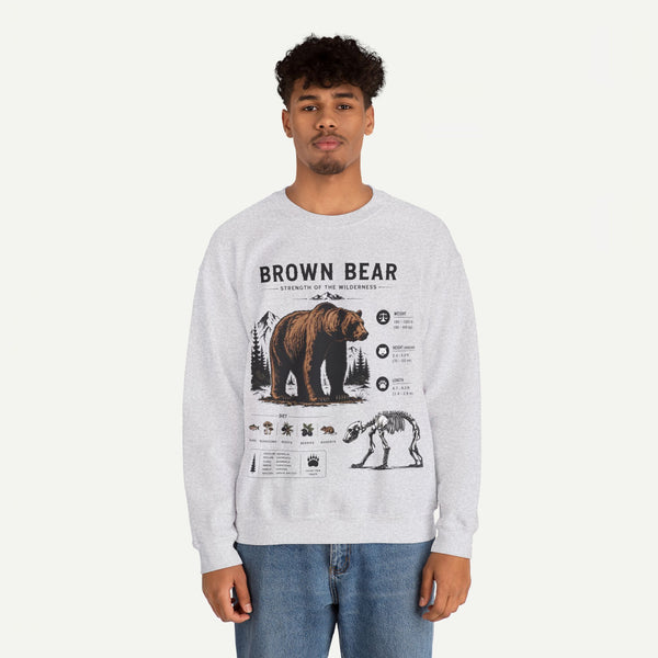 Brown Bear Anatomy Sweatshirt — Wildlife Illustration Graphic Sweatshirt
