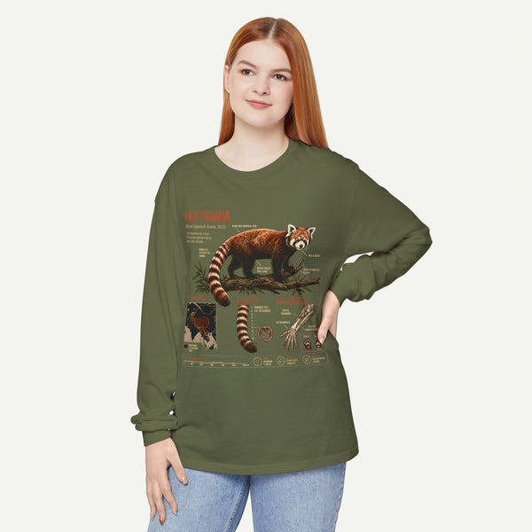 Red Panda Illustrated Long Sleeve Tee — Wildlife Field Guide Shirt