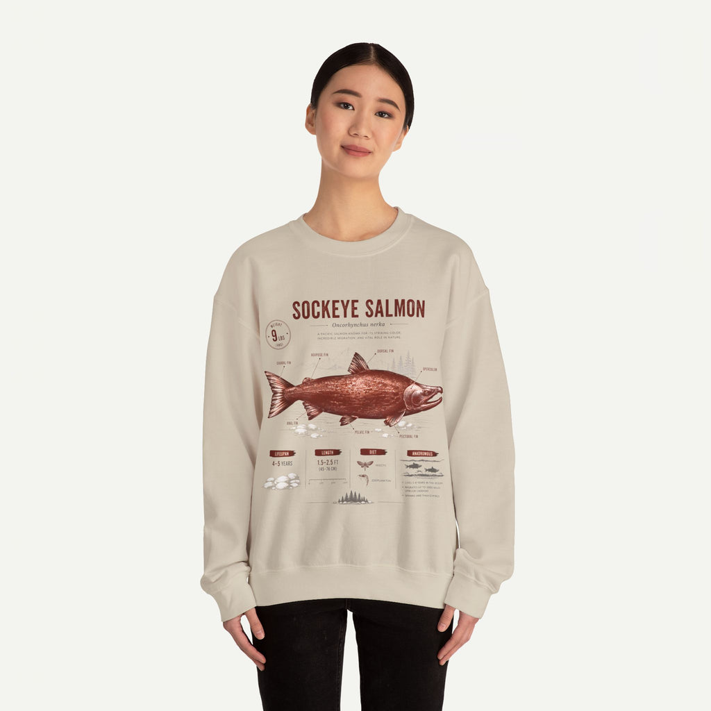 Sockeye Salmon Anatomy Sweatshirt — Vintage Fish Illustration Tee for Anglers & Nature Lovers