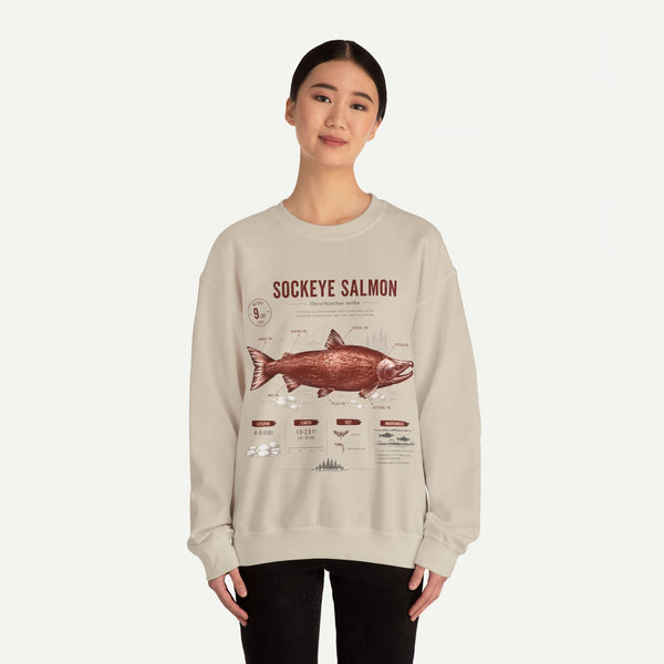 Sockeye Salmon Anatomy Sweatshirt — Vintage Fish Illustration Tee for Anglers & Nature Lovers