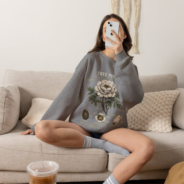 Tree Peony Botanical Sweatshirt — Vintage Flower Anatomy Crewneck