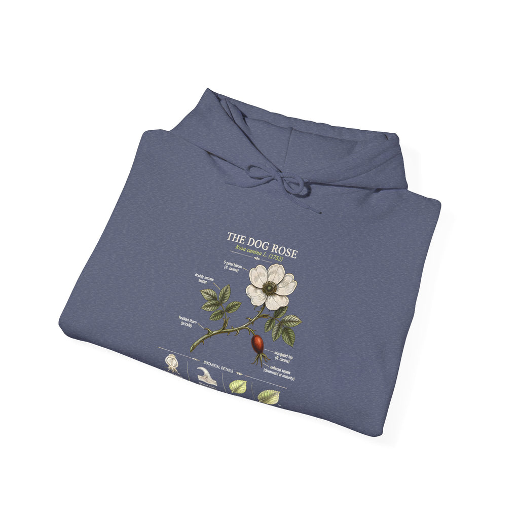 Floral Botanical Hoodie – White Dogwood Illustration with Text