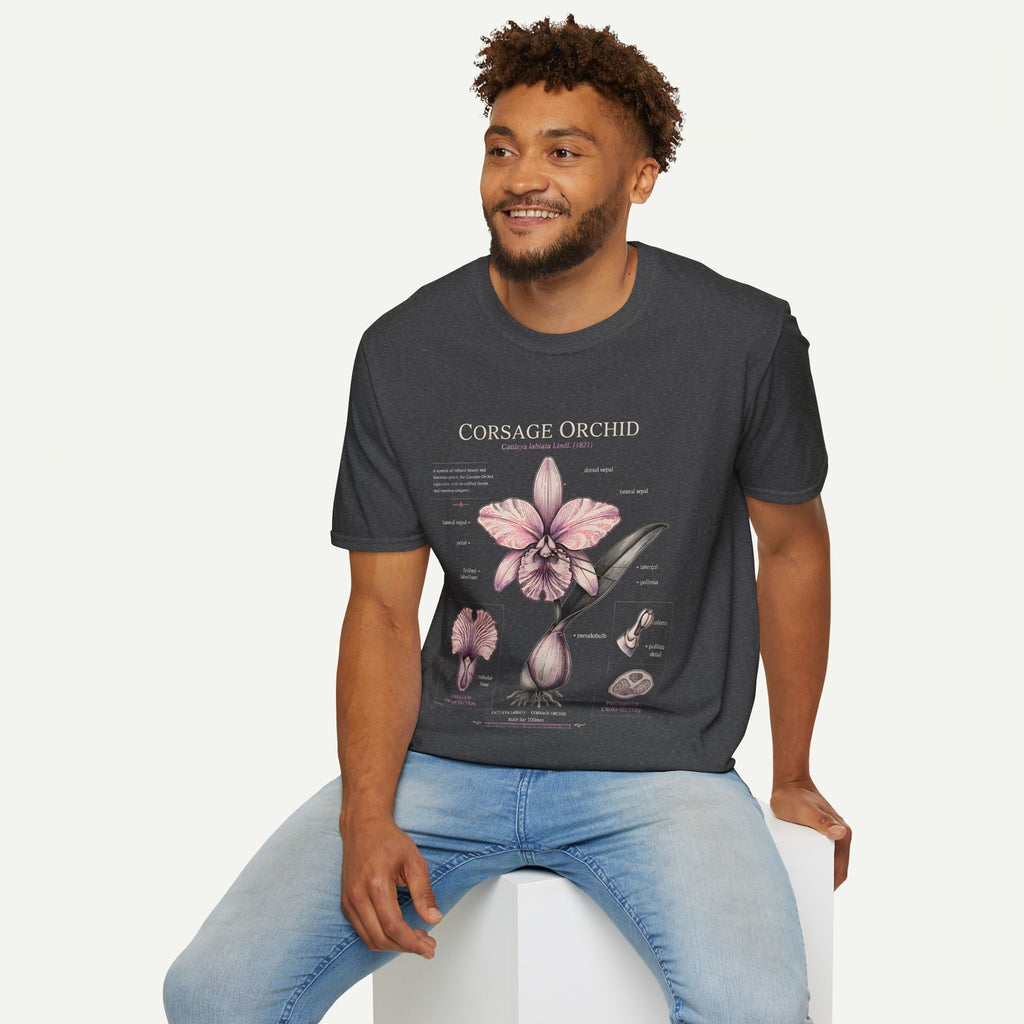 Corsage Orchid T-Shirt — Botanical Floral Diagram Tee