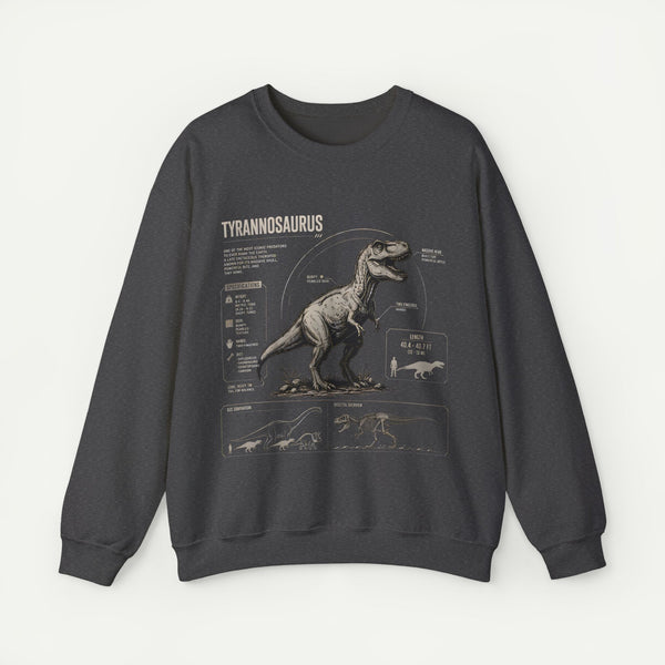 Tyrannosaurus Anatomy Sweatshirt — Vintage Dino Diagram Pullover