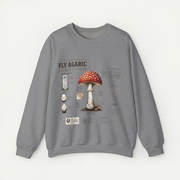 Fly Agaric Mushroom Anatomy Sweatshirt — Botanical Mycology Illustration Crewneck