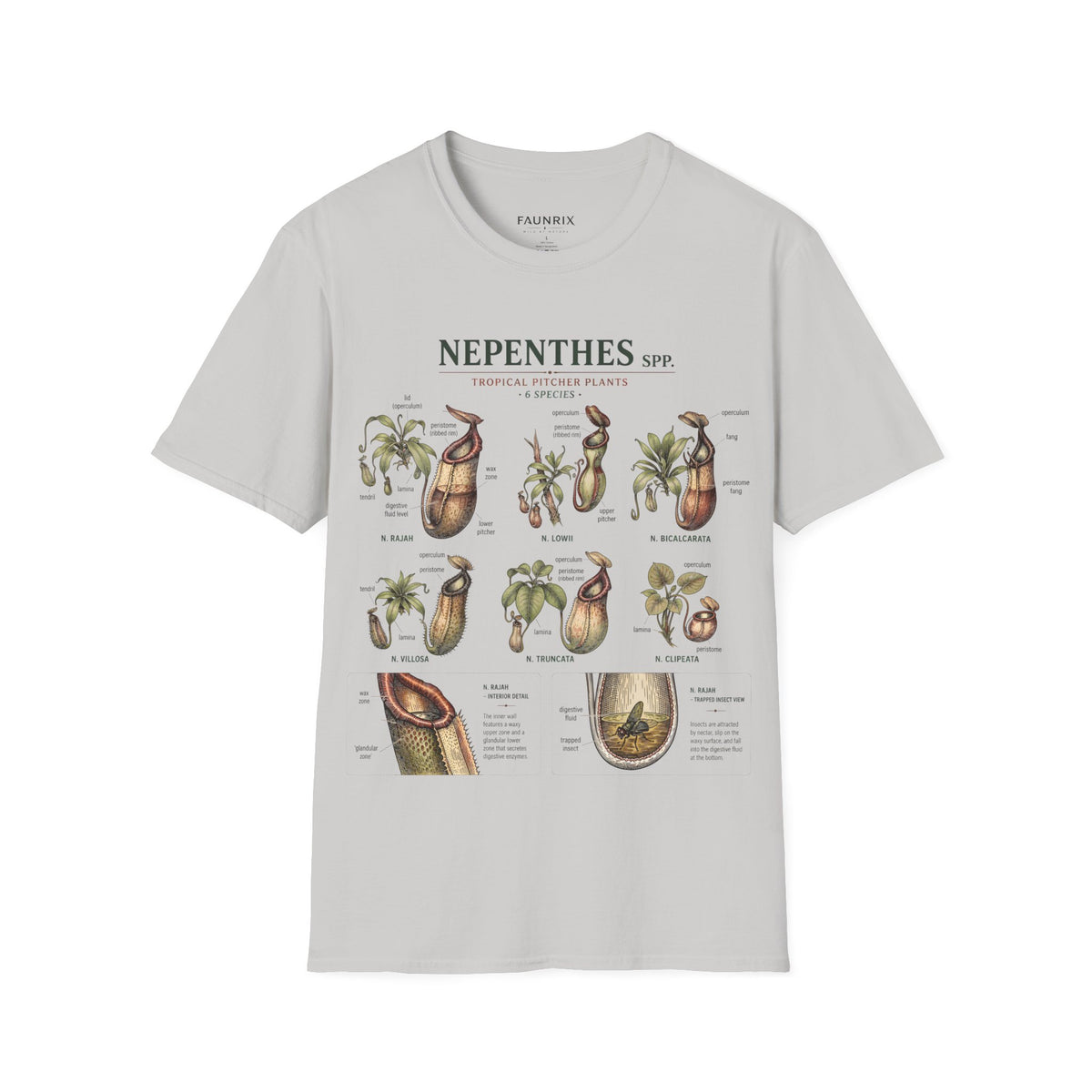 Nepenthes Botanical Tee — Carnivorous Pitcher Plant Anatomy Shirt
