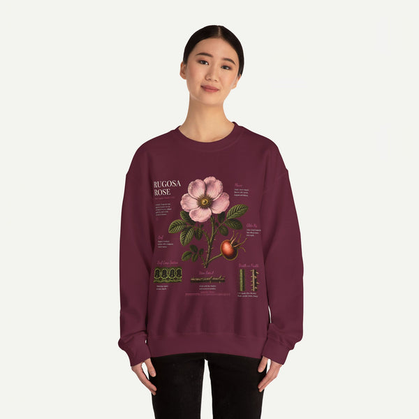Botanical Rose Crewneck Sweatshirt – Vintage Floral Illustration