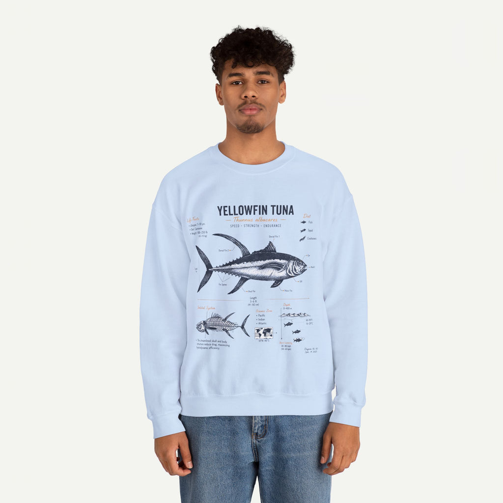 Yellowfin Tuna Anatomy Sweatshirt — Vintage Fish Illustration Crewneck