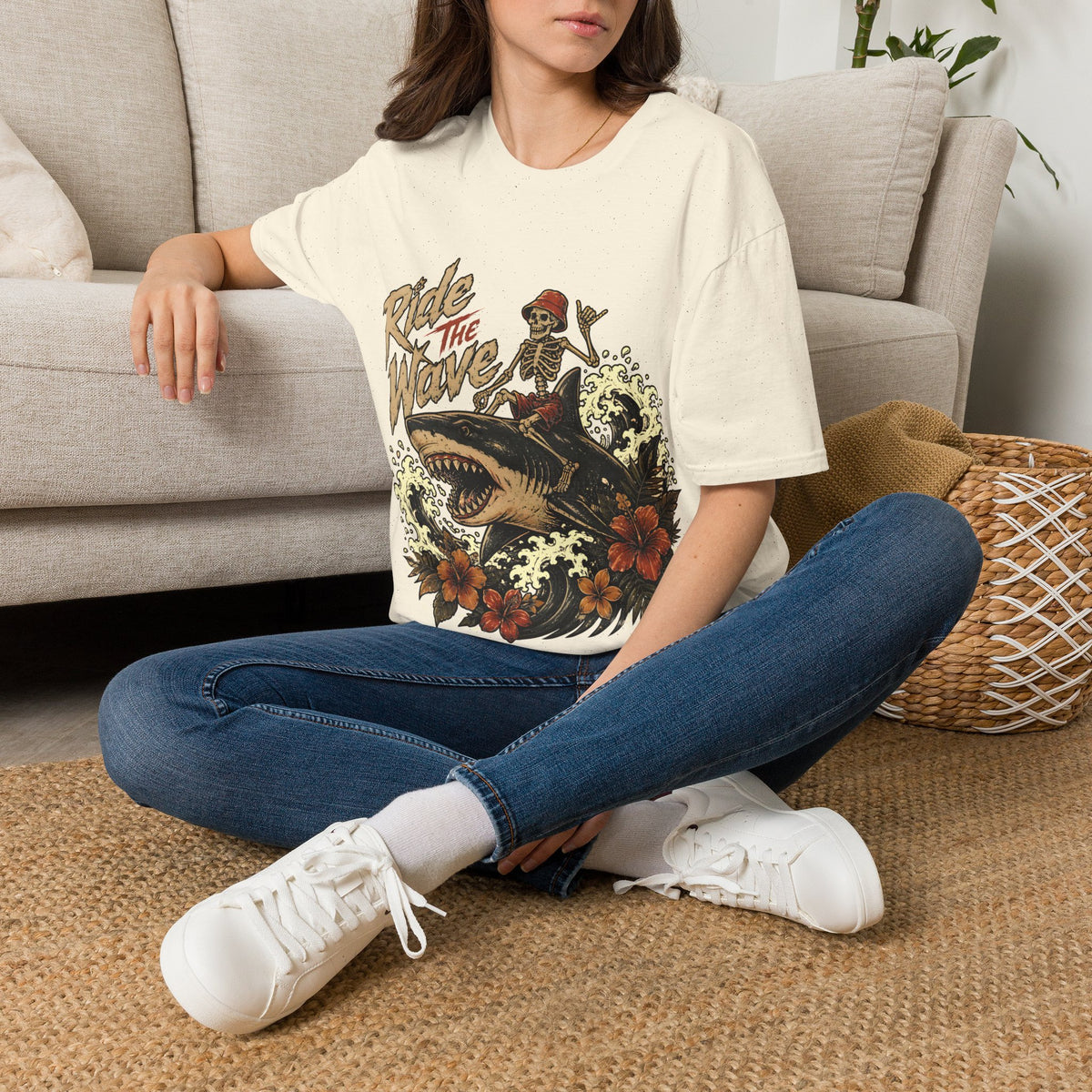 Ride The Wave Surf Skeleton T-Shirt — Vintage Beach Skull Tee
