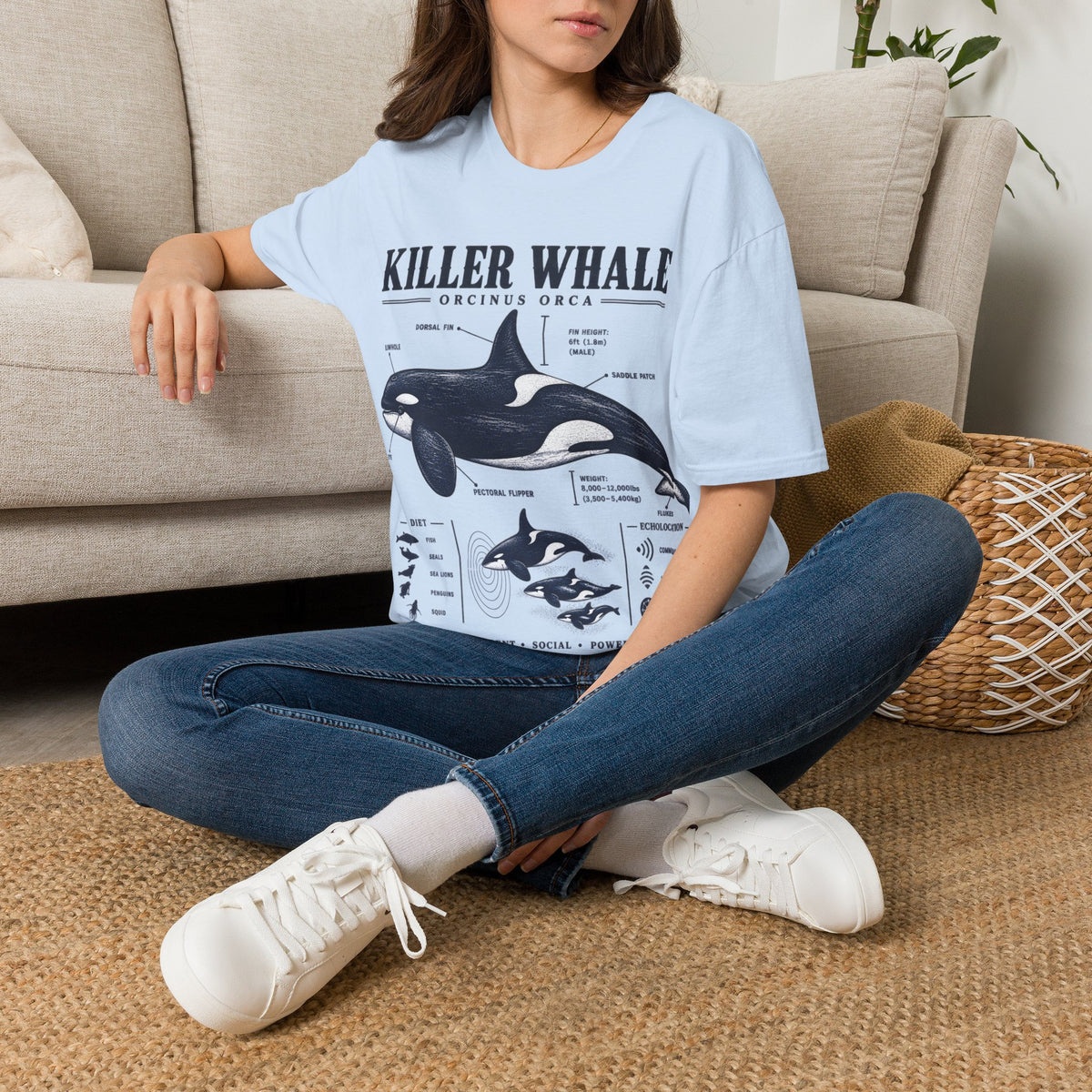 Killer Whale Diagram T-Shirt — Orcinus Orca Marine Life Graphic Tee