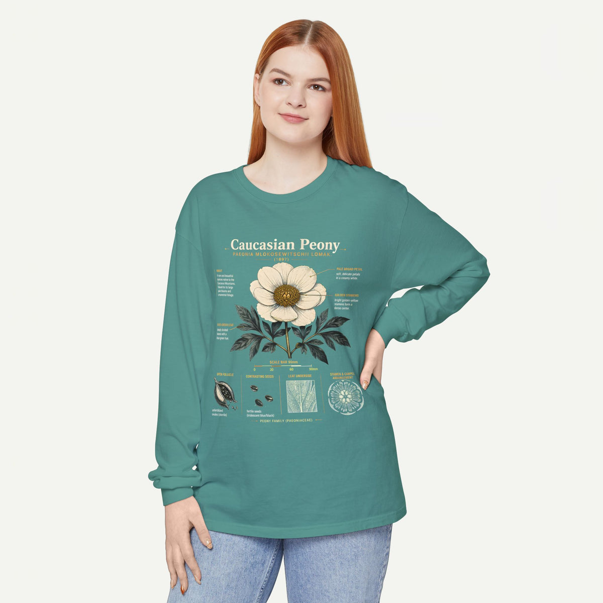 Botanical Diagram Long Sleeve Tee — Wild Rose Illustration