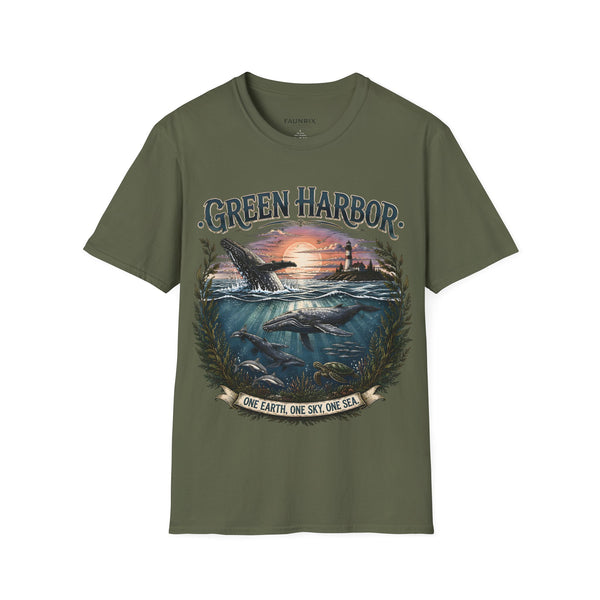Green Harbor Sunset Whale T-Shirt