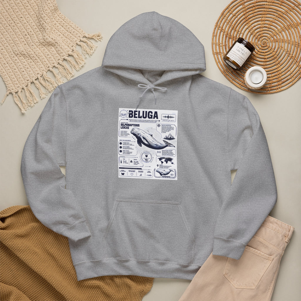 Beluga Whale Graphic Hoodie - Marine Life Diagram Sweatshirt