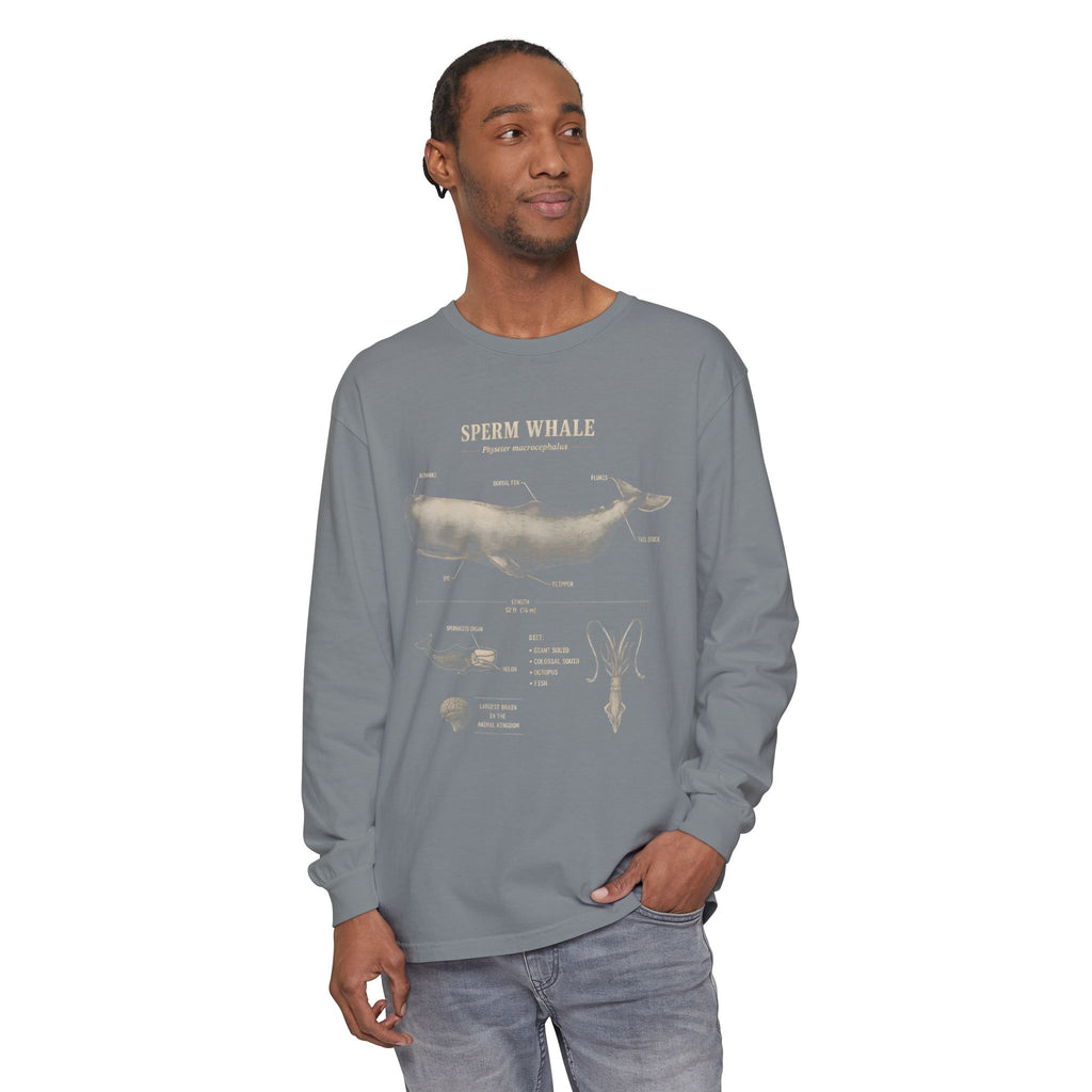 Sperm Whale Anatomy Long Sleeve Tee — Marine Life Graphic Shirt