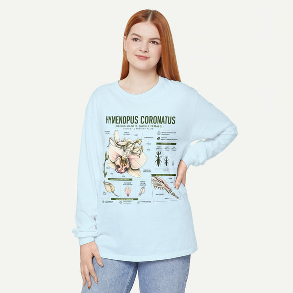 Hymenopus Coronatus Orchid Mantis Illustration Long Sleeve Tee