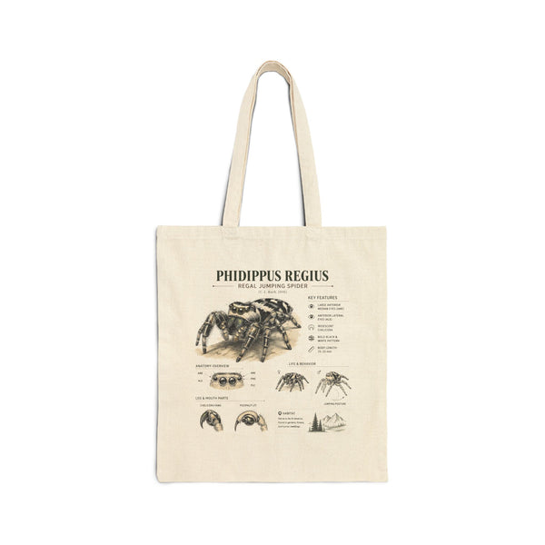 Spider Anatomy Tote Bag — Phidippus Regius Jumping Spider Canvas Tote
