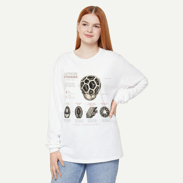 Latticed Stinkhorn Mushroom Diagram Long Sleeve Tee