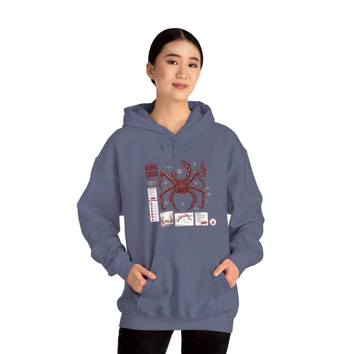 King Crab Anatomy Hoodie — Vintage Seafood Diagram Sweatshirt