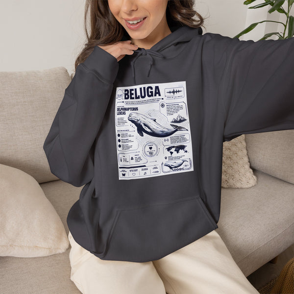 Beluga Whale Graphic Hoodie - Marine Life Diagram Sweatshirt
