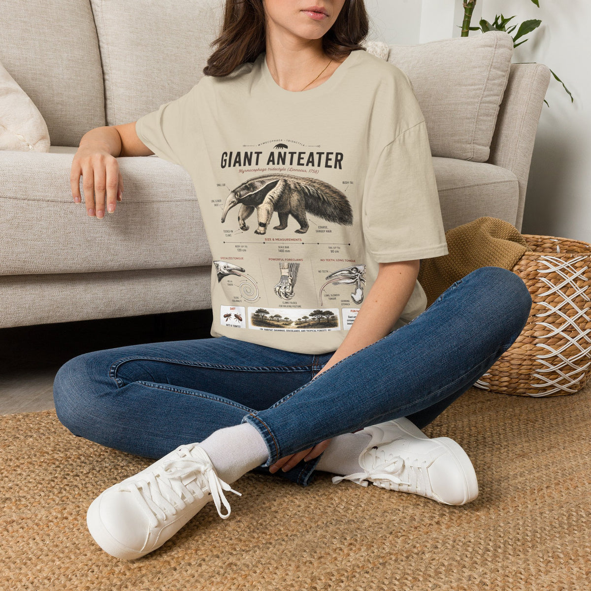 Giant Anteater Anatomy Tee — Vintage Natural History Animal Graphic T-Shirt