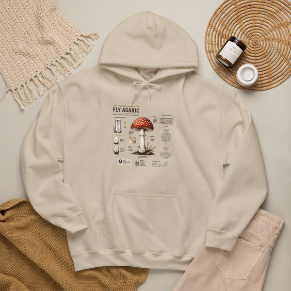 Fly Agaric Mushroom Hoodie – Vintage Mycology Diagram Sweatshirt