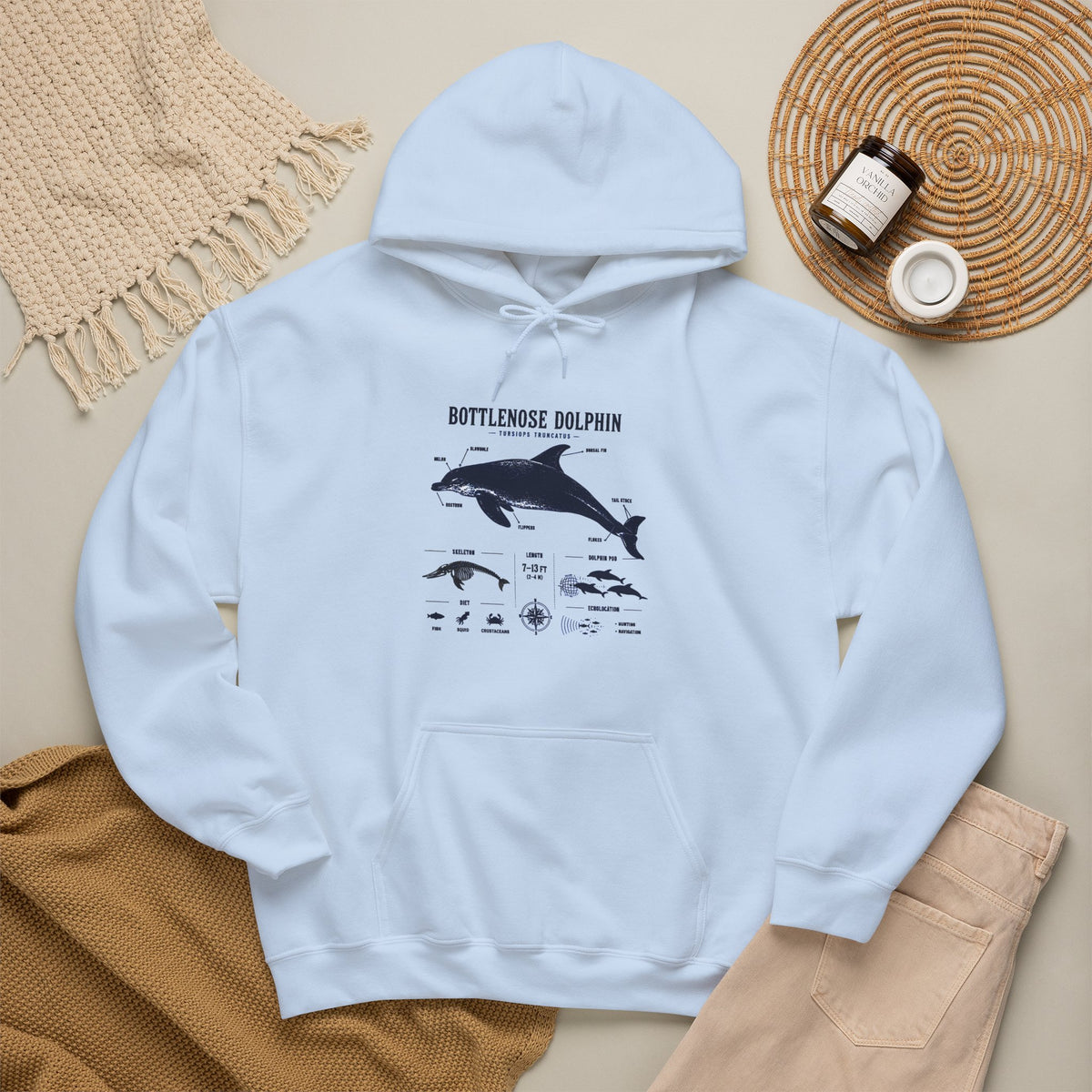 Bottlenose Dolphin Diagram Hoodie – Marine Life Anatomy Sweatshirt