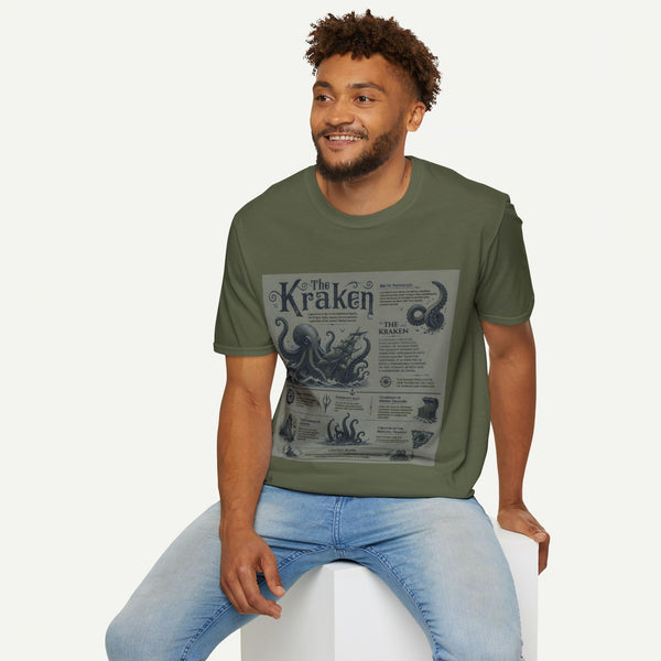 Kraken Vintage Diagram T-Shirt — Nautical Octopus Illustration Tee