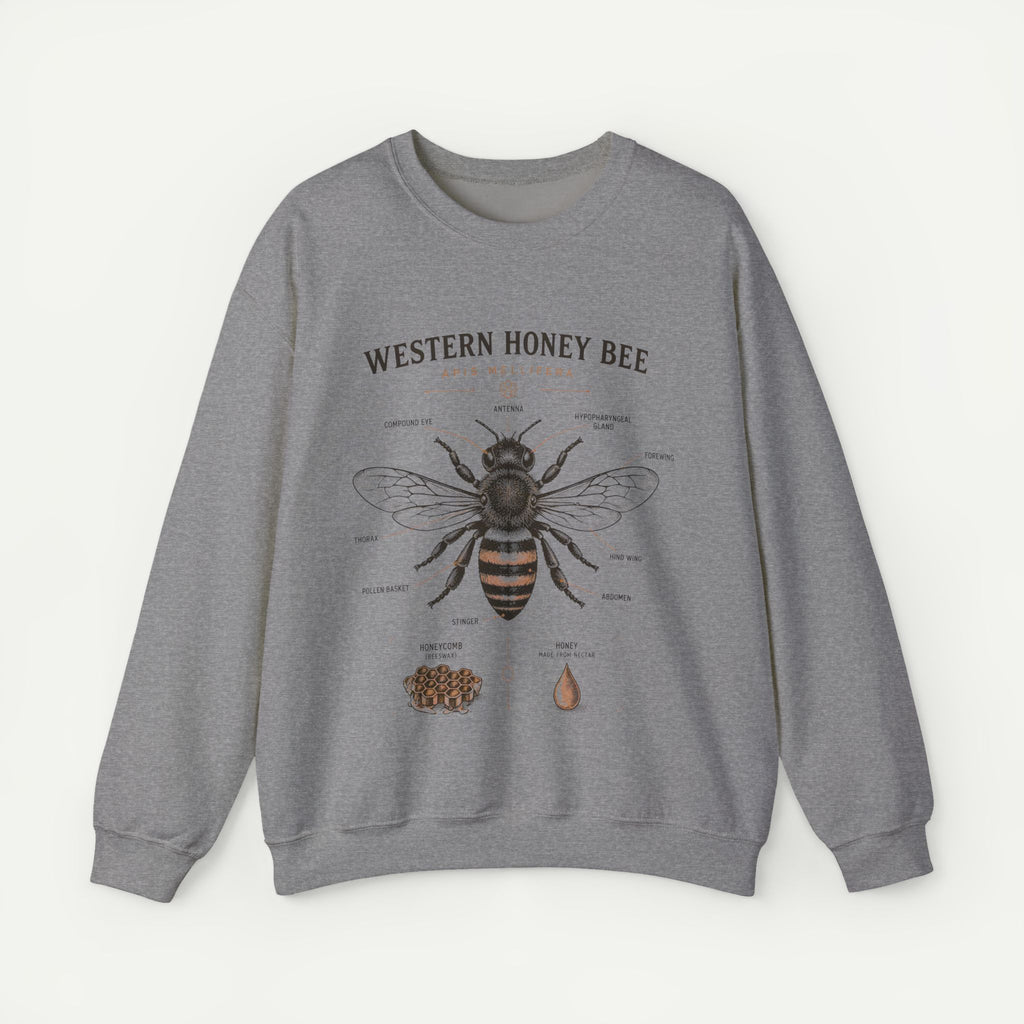 Western Honey Bee Sweatshirt — Vintage Bee Anatomy Graphic