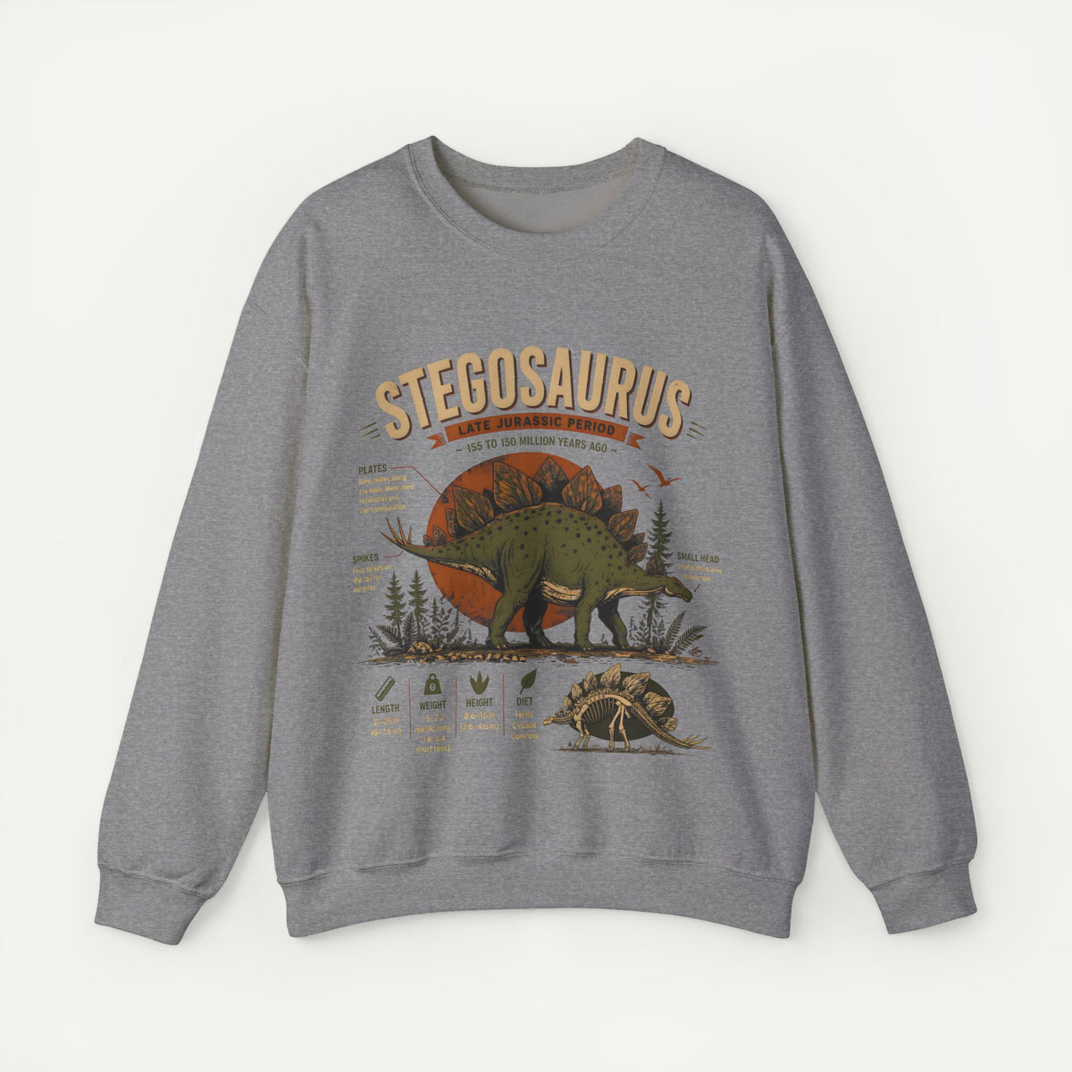 Stegosaurus Anatomy Sweatshirt — Vintage Dino Field Guide Graphic