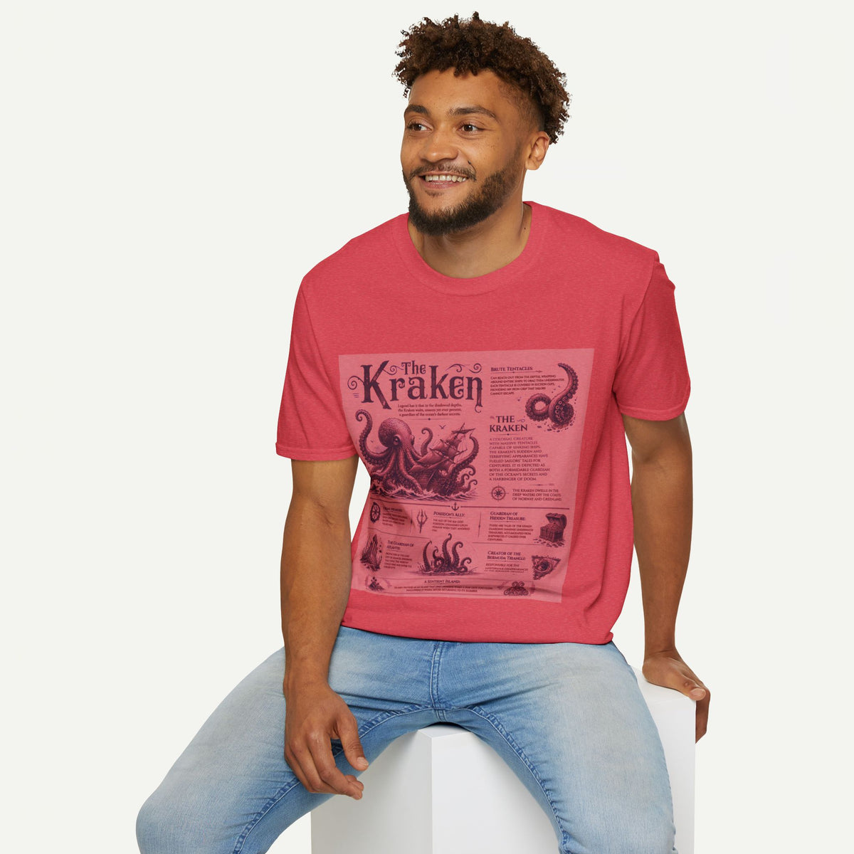 Kraken Vintage Diagram T-Shirt — Nautical Octopus Illustration Tee