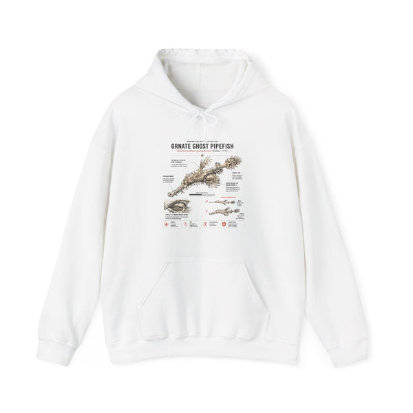 Ornate Ghost Pipefish Anatomy Hoodie — Scientific Diagram Pullover