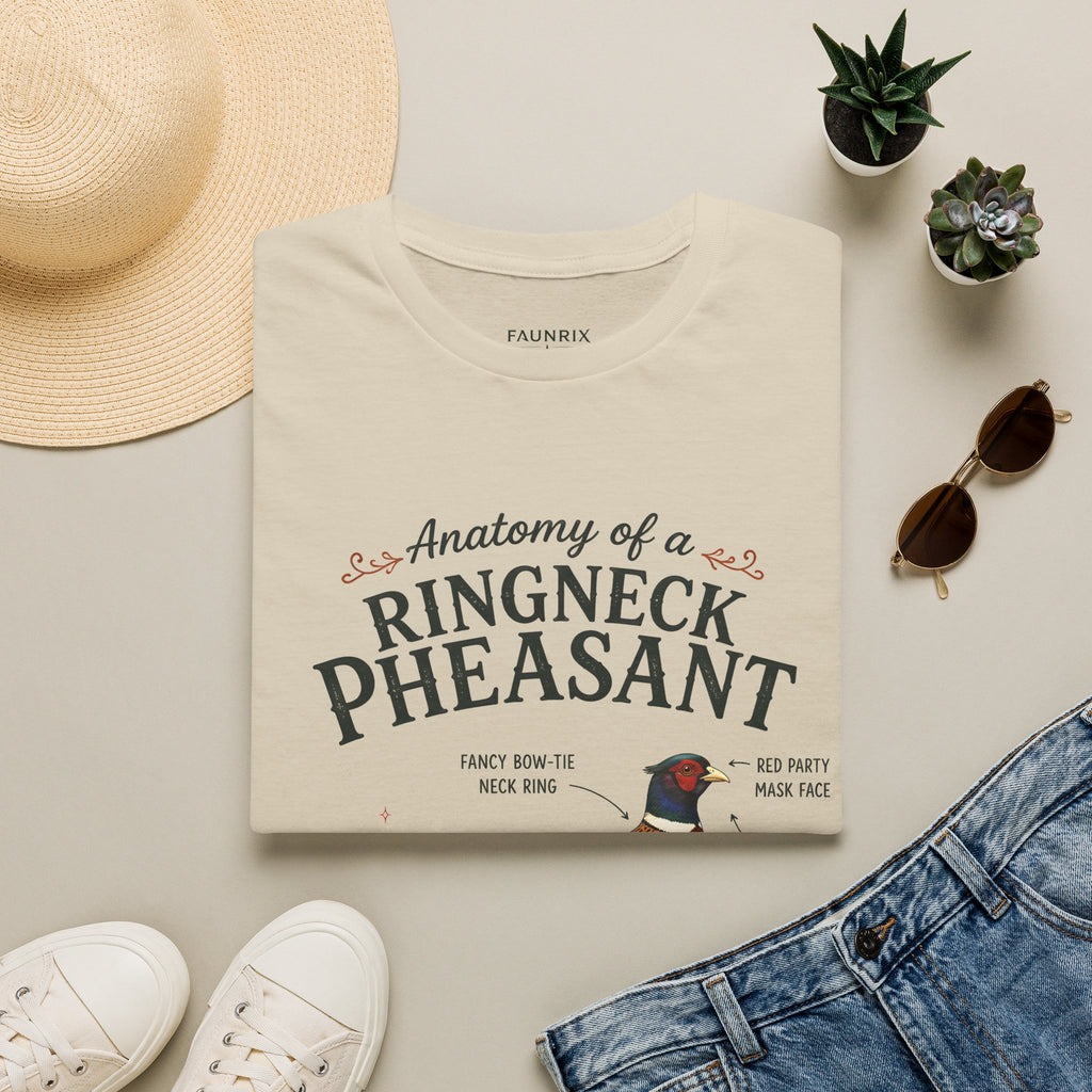Ringneck Pheasant Anatomy T-Shirt — Illustrated Bird Diagram Tee