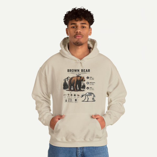 Brown Bear Anatomy Hoodie — Vintage Wildlife Graphic Sweatshirt
