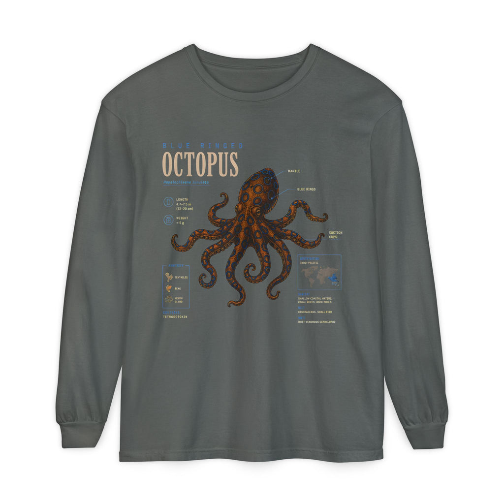 Octopus Anatomy Long Sleeve Tee — Vintage Marine Biology Graphic Shirt