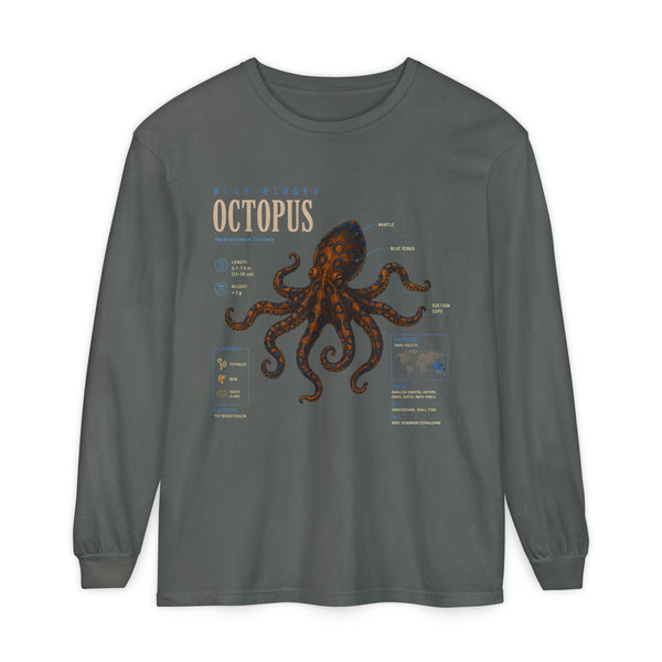 Octopus Anatomy Long Sleeve Tee — Vintage Marine Biology Graphic Shirt