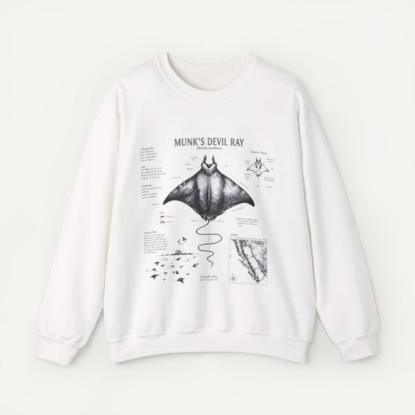 Munk’s Devil Ray Anatomy Sweatshirt — Vintage Marine Biology Graphic Crewneck