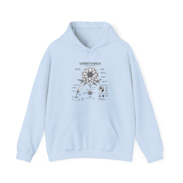 Dahlia Botanical Hoodie — Vintage Garden Diagram Sweatshirt