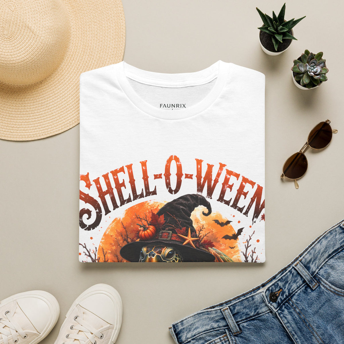 Shell-O-Ween T-Shirt — Spooky Pumpkin Witch Halloween Tee