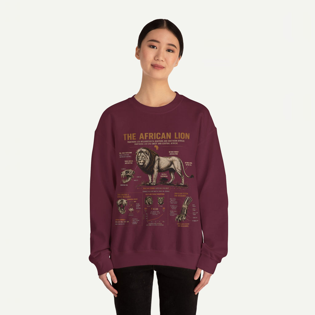 African Lion Anatomy Crewneck Sweatshirt