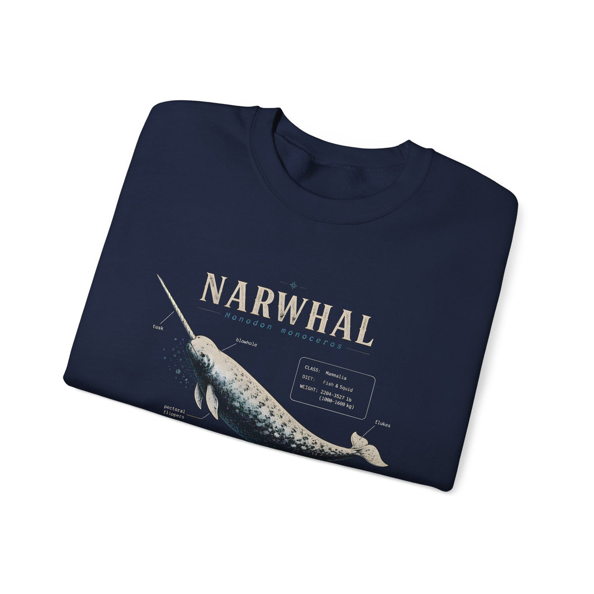 Narwhal Crewneck Sweatshirt - Vintage Sea Mammal Graphic