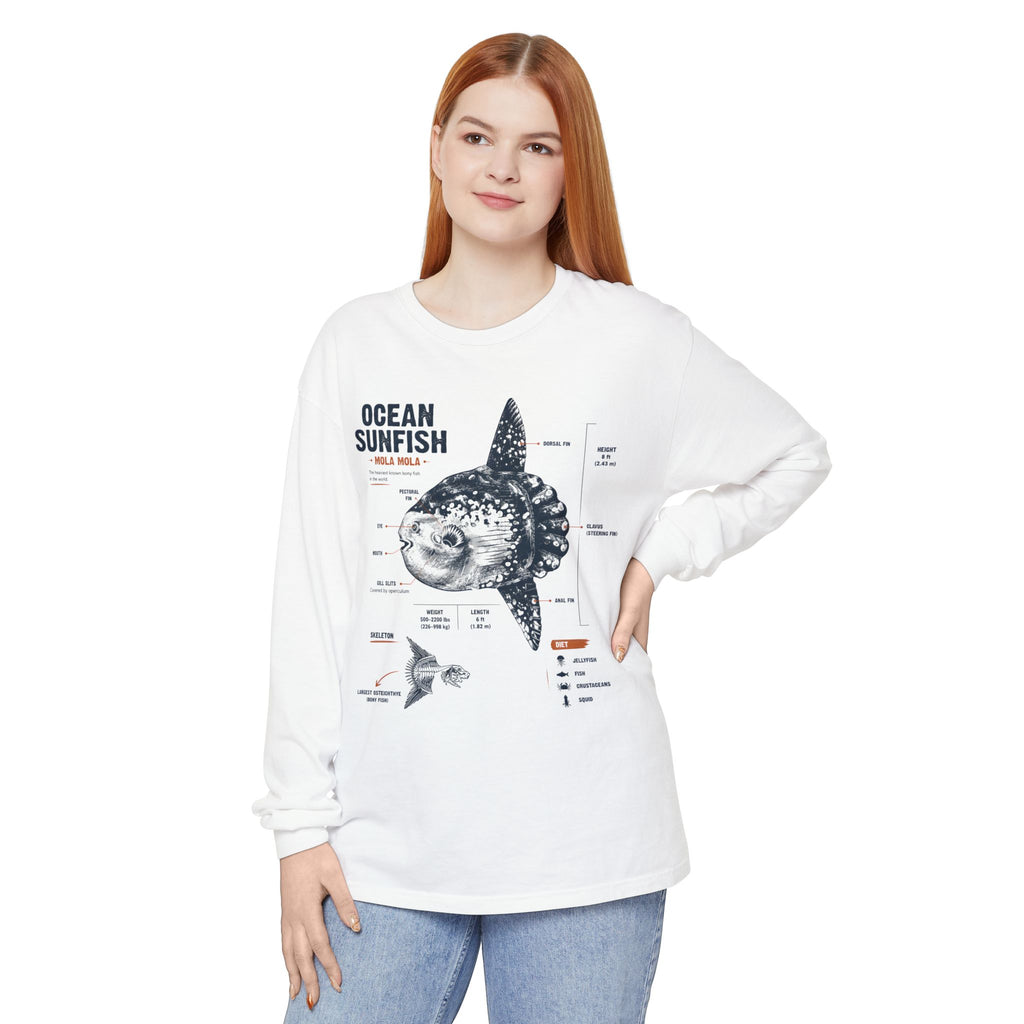 Sunfish Anatomy Long Sleeve Tee — Ocean Sunfish Diagram Shirt