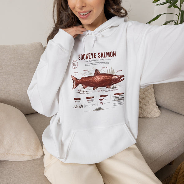 Sockeye Salmon Anatomy Hoodie — Fishing Chart Graphic Sweatshirt