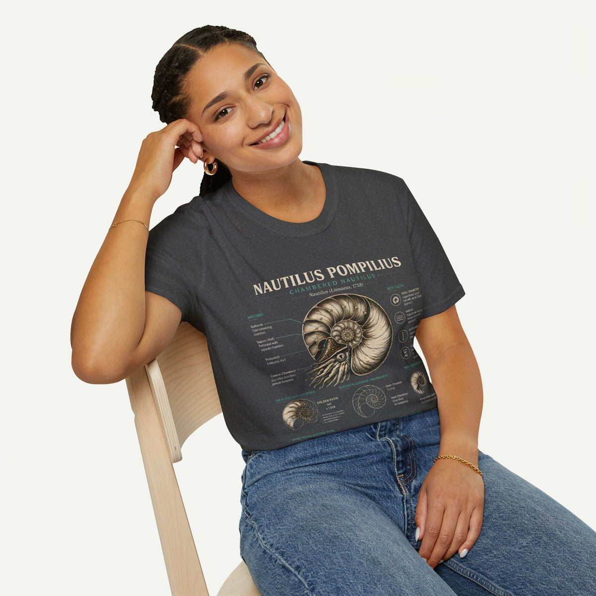 Nautilus Pompilus Shell Anatomy T-Shirt — Vintage Scientific Illustration Tee