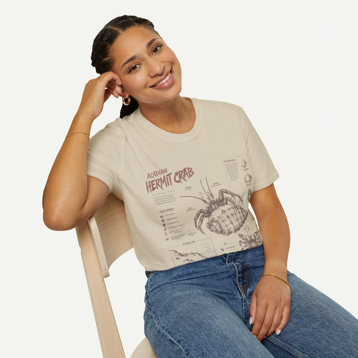 Hermit Crab Anatomy T-Shirt — Acadian Marine Illustration Tee