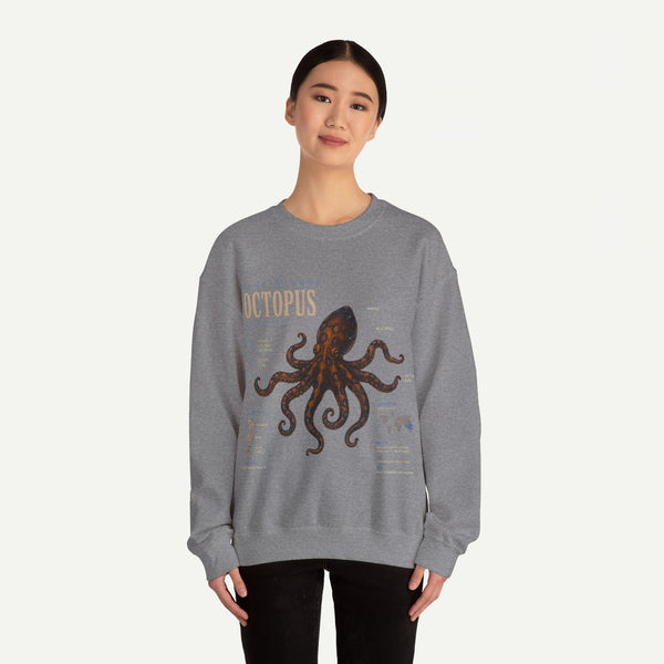 Octopus Anatomy Sweatshirt — Vintage Marine Illustration Crewneck